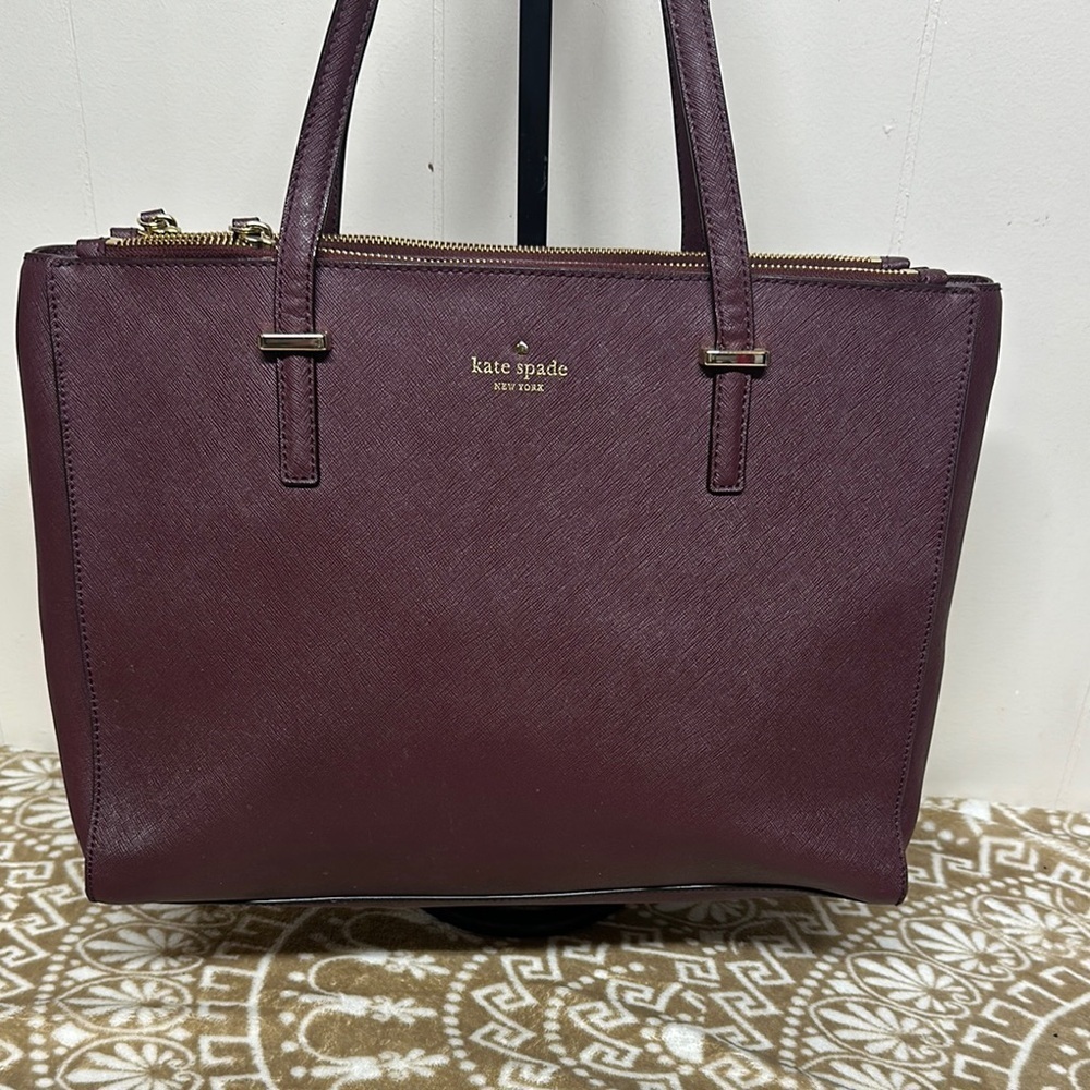 Kate Spade Burgundy Leather Tote Bag MSRP 378